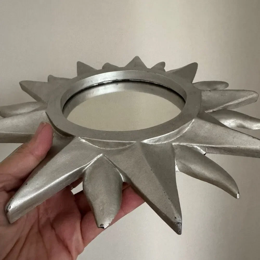 Vintage Y2K 90’s Celestial Sun Mirror Whimsigoth Boho Decor Silver